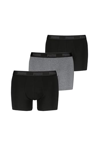 Puma Boxer Da Uomo Everyday Biancheria Intima, Confezione Da 3, Nero / Grigio, M