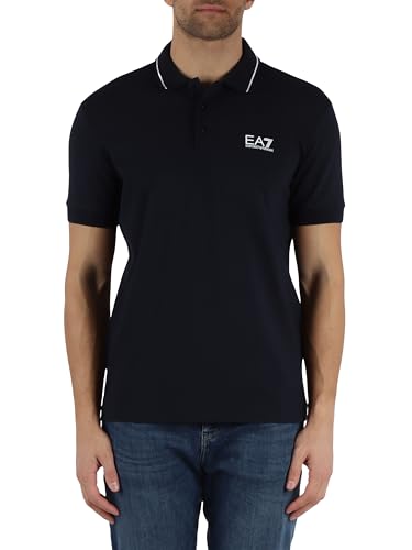 Ea7 Emporio Armani Polo Da Uomo Core Identity In Piquet Stretch, 8Npf16 (It, Testo, Xl, Regular, Regular, Blue)