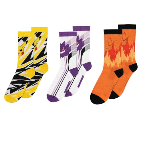 Pokémon Pikachu Glumanda Gengar Socken Unisex Calzini Multicolore Eu 43-46
