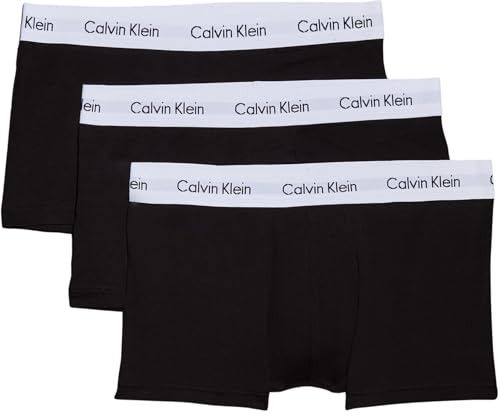 Calvin Klein Pantaloncini Boxer Confezione Da 3 Uomo Low Rise Trunks Cotone Elasticizzato, Nero (Black), S