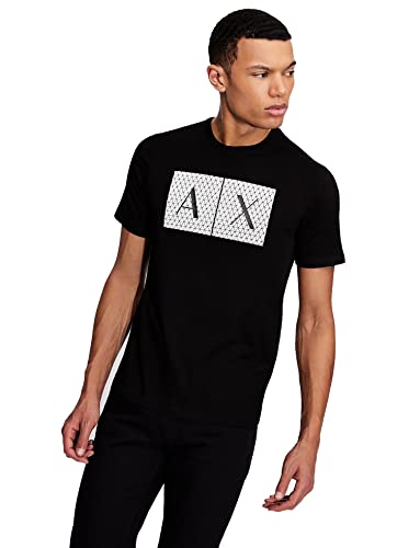 Armani Exchange 8Nztck Tshirt Girocollo Motivo Microtriangolo, Uomo, Nero, Xs