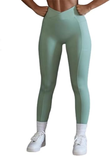 Little Hand Legging De Sport Femme Yoga Fitness Gym Pilates Taille Haute Compressione , Leggings , Pantaloni, F-Vert, M Da Donna