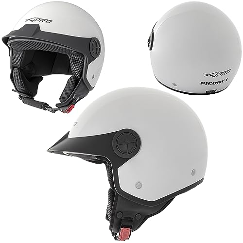 Piconet Casco Jet Frontino Moto Scooter Quad Custom Bianco Ece 22-06 Taglia M