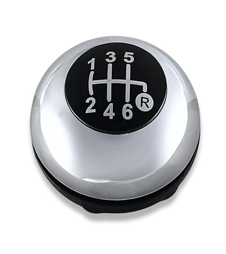 1Neismartech Pomello Leva Cambio 6 Marce Compatibile Con Fiat 500 (312) E Compatibile Con Fiat 500 C Dal 2007 In Poi, Con Foro In Metallo, Argento Luc