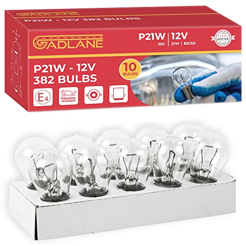 Gadlane 382 P21W Ba15S Bulb 12V 21W Car Brake Tail Indicator Reverse Fog - Pack Of 10