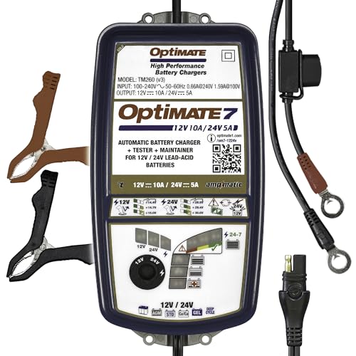 Optimate7 12V/24V - 12V 10A / 24V 5A, Caricabatterie E Mantenitore Di Carica Ad Alte Prestazioni Per Batterie A Ciclo Profondo Di Camper, Campeggi, In