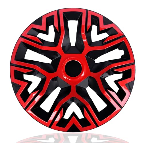 Nrm The Best - Copricerchi Bicolore Rosso/Nero, 16 Pollici, Per Cerchioni In Acciaio, Set Da 4 Pezzi, Colore: Rosso/Nero