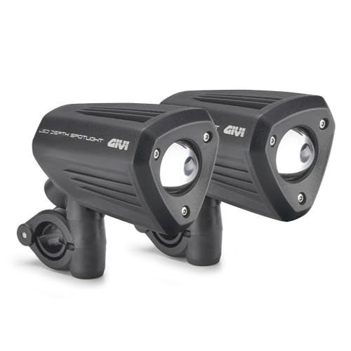 Givi Coppia Di Proiettori Supplementari Universali, Con Tecnologia A Led E Corpo In Alluminio Verniciato Nero.