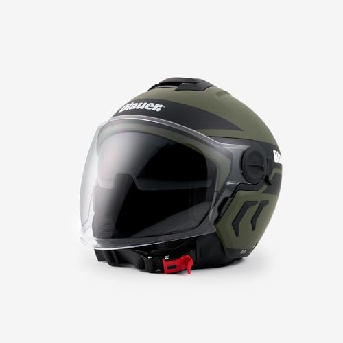 Casco Blauer Demi Jet-Dj01 Verde Grigio Opaco Ece 22-06 Taglia M
