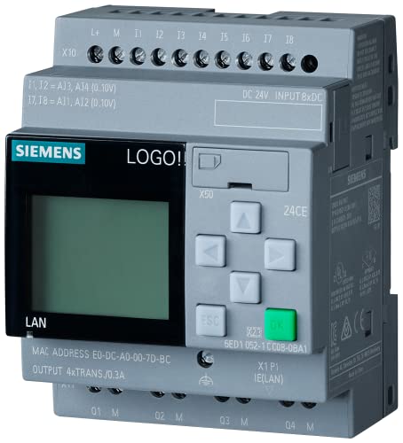 6Ed1052-1Cc08-0Ba2 | Siemens Logo! 24Ce, Logic Module, Display Power Supply I/O 24V/24V/24V Trans., 8Di (4Ai)/4Do