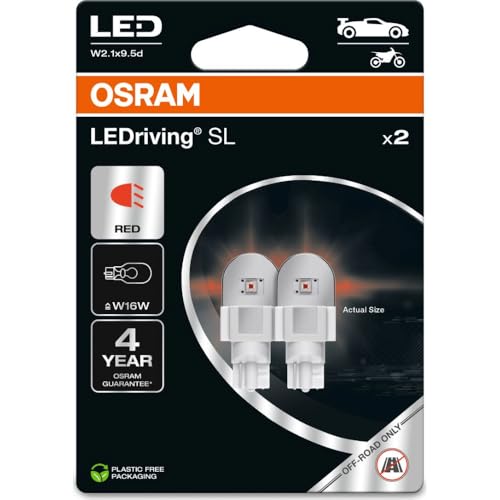 Osram Ledriving Sl, W16W Rossa, Rossa, Double Blister (2 Lamps), Led Retrofit, Offroad Use Only