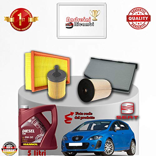 Kit Tagliando Filtri + Olio Leon Ii 1.9 Tdi 77Kw 105Cv Dal 2006 ->