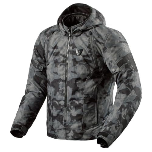 Rev'It! Revit Flare 3 H2O - Giacca Impermeabile In Tessuto Per Moto, Colore Grigio/Mimetico, 2Xl