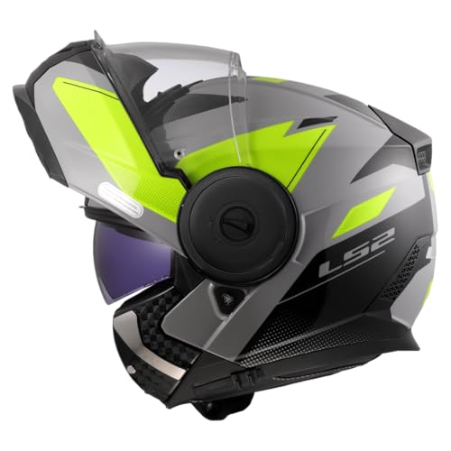 Ls2, Casco Moto Modulare Scope Ii Duria Grey H-V Yellow, L