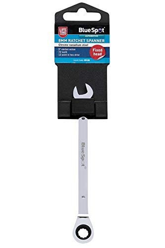 Blue Spot Tools 05100 - Chiave A Cricchetto In Cromo Vanadio Con Testa Fissa, 8 Mm