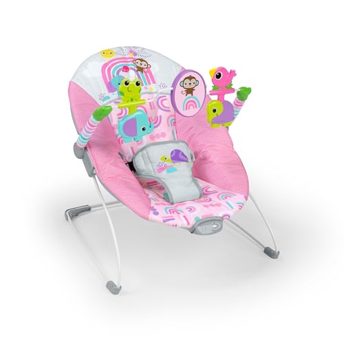Bright Starts Seggiolino Portatile Vibrante Per Neonati Con Barra Giocattoli, Peso Massimo 9 Kg, Età 0-6 Mesi (Pink Paradise)
