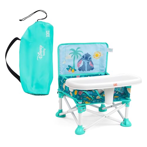 Bright Starts, Seggiolino Da Pavimento Portatile Disney Stitch Pop 'N Sit, Con Vassoio Per Pasti, Blu, Uso Interno/Esterno, 6 Mesi–3 Anni, Leggero E P