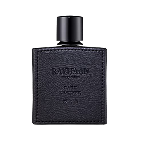 Rayhaan Dark Leather For Men Eau De Parfum Spray, 3.4 Ounce