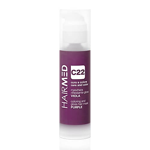 Hairmed, Cura E Colore, Maschera Riflessante Gloss, Maschera Colorante Capelli, Riflessante Capelli, Senza Ammoniaca, Colore C22 Viola, 150 Ml