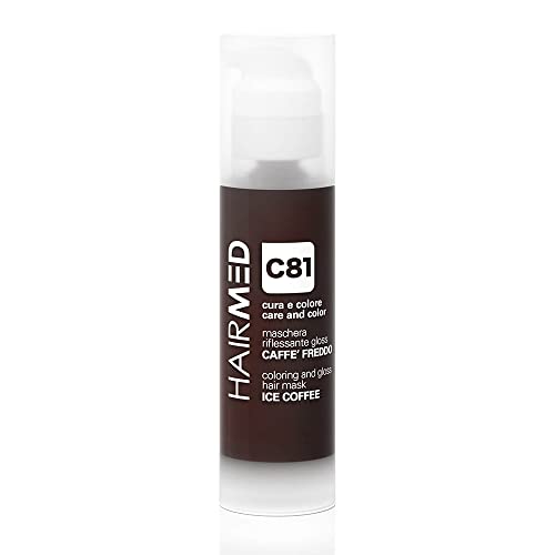 Hairmed, Cura E Colore, Maschera Riflessante Gloss, Maschera Colorante Capelli, Riflessante Capelli, Senza Ammoniaca, Colore C81 Caffè Freddo, 150 Ml