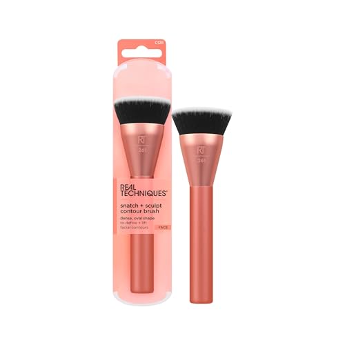 Real Techniques Pennello Da Trucco Snatch + Sculpt Contour, Per Contorno Contorno Liquido E Crema E Bronzer,1 Confezione