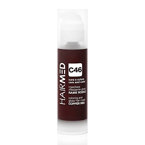 Hairmed, Cura E Colore, Maschera Riflessante Gloss, Maschera Colorante Capelli, Riflessante Capelli, Senza Ammoniaca, Colore C46 Rame Rosso, 150 Ml
