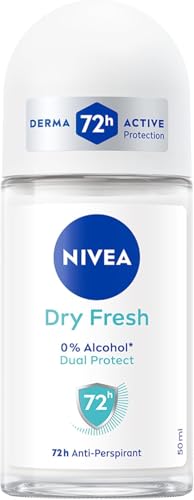 Nivea Deodorante Roll On Dry Fresh 6 X 50 Ml, Deodorante Donna Per Una Protezione Sicura 72H, Deo Roll On Antitraspirante Senza Alcool E Dermotestato 