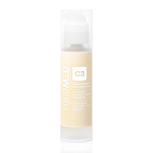 Hairmed, Cura E Colore, Maschera Riflessante Gloss, Maschera Colorante Capelli, Riflessante Capelli, Senza Ammoniaca, Colore C3 Dorato, 150 Ml