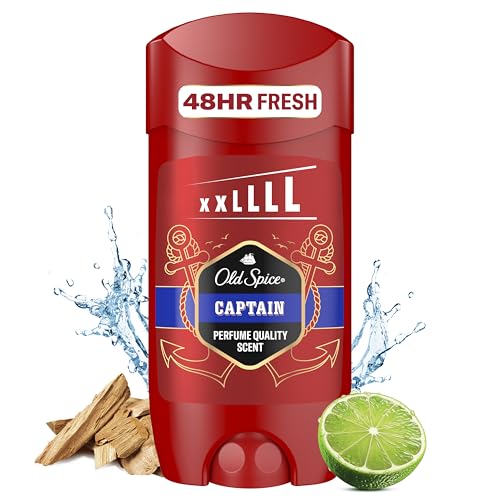 Old Spice Captain - Deodorante In Alluminio Per Uomo, 85 Ml, Per Rimanere Freschi Per 48 Ore, Anti Segni Bianchi, Profumo Di Oceano Aperto, Note Di Sa