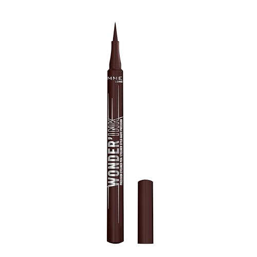 Rimmel Wonder'Ink, 002 Spiced Chestnut, Eyeliner, Eyeliner Di Precisione In Penna, Eyeliner Opaco, Finish Opaco, Altamente Pigmentato, Tenuta Che Dura
