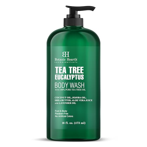 Botanic Hearth Gel Doccia Eucalipto & Tea Tree (Eucalipto & Tea Tree Body Wash) – 16 Fl Oz – Lenisce La Pelle, Rinfrescante E Tonificante, Gel Doccia 