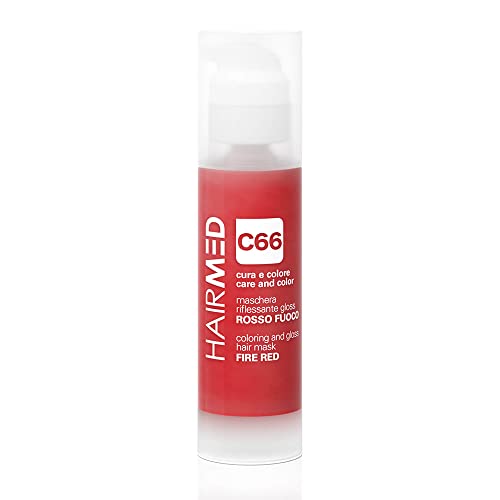Hairmed, Cura E Colore, Maschera Riflessante Gloss, Maschera Colorante Capelli, Riflessante Capelli, Senza Ammoniaca, Colore C66 Rosso Fuoco, 150 Ml