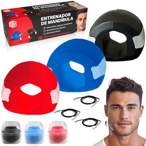 Maniboom Mascella Allenamento Uomo 3 Livelli Di Resistenza - Jawline Exerciser Chewing Gum Eliminatore Di Papada - Allena Mascella Di Caino - Jaw Trai