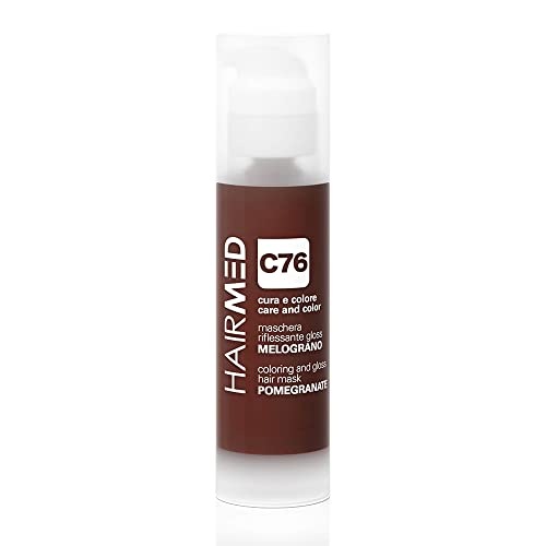 Hairmed, Cura E Colore, Maschera Riflessante Gloss, Maschera Colorante Capelli, Riflessante Capelli, Senza Ammoniaca, Colore C76 Melograno, 150 Ml