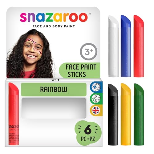 Snazaroo 1160635 Set Di 6 Pennarelli Per Il Viso, A Base D'Acqua, Per Pelli Sensibili, Facili Da Rimuovere - Arcobaleno