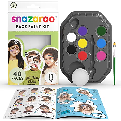 Snazaroo 1180136 Set Per Il Trucco Con 8 Colori A Base D'Acqua Per Viso E Corpo Con Spugna, Pennello E Istruzioni - Arcobaleno