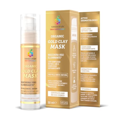 Gold Clay Organic Mask Maschera Viso Illuminante Per Pelle Matura-Mista, 50 Ml