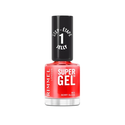 Rimmel Super Gel Jelly Gloss, 011 Berry Glace, Smalto A Lunga Tenuta, Applicazione Facile, Manicure Effetto Gel, Resistente Alle Scheggiature, Formula