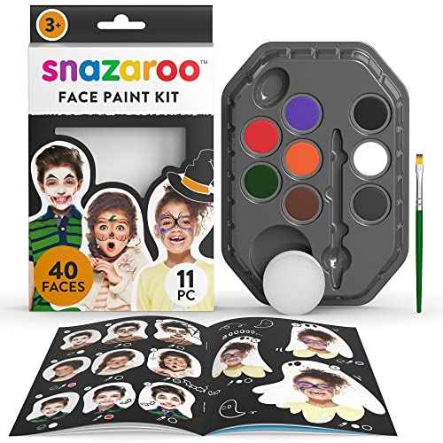 Snazaroo 1180139 Set Per Il Trucco Con 8 Colori A Base D'Acqua Per Viso E Corpo Con Spugna, Pennello E Istruzioni - Halloween