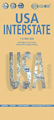 Usa Interstate. Map 1:4 000 000: Einzelkarten: Usa West 1:4 Mio., Usa East 1:4 Mio., Puerto Rico 1:4 Mio., Hawaiian Islands 1:4 Mio., Alaska 1:8 Mio.,