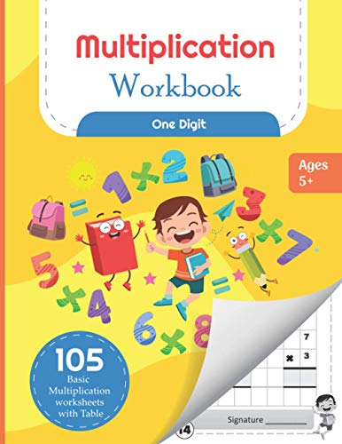 Multiplication Workbook One Digit: 105 Basic Multiplication Worksheets With Math Table For Kids 5-7 Years