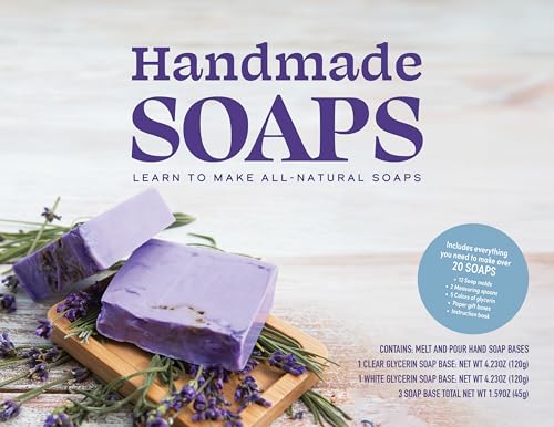 Handmade Soaps Kit: Learn To Make All-Natural Soaps – Make Over 20 Soaps - Includes 12 Soap Molds, 2 Measuring Spoons, 5 Colors Of Glycerin, Paper Gif