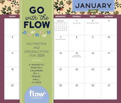 Go With The Flow: Inspiration And Organization For 2026: A Magnetic Monthly Calendar For Fridge, Wall, Or Desk