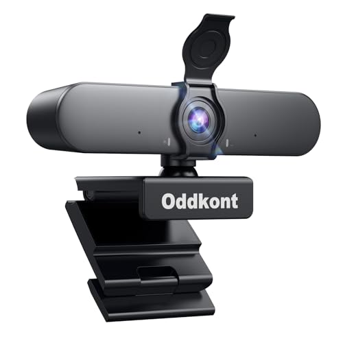 Oddkont Full Hd 1080P Webcam - Webcam Pc Con Microfono, 92° Streaming Videocamera Con Correzione Automatica Della Luce, Plug & Play Per Linux, Win10, 