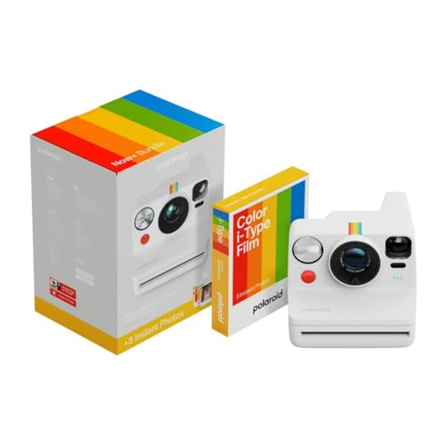 Fotocamera Istantanea Polaroid Now+ Generazione 3 + Confezione Di Pellicole 8 Foto, Colore: Bianco