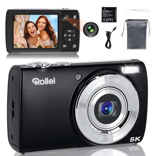 Macchina Fotografica Digitale Rollei Powerflex Compact, 64Mp 5K Fotocamera Digitale Zoom 5X Con Doppia Fotocamera & Autofocus Digital Camera Compatta