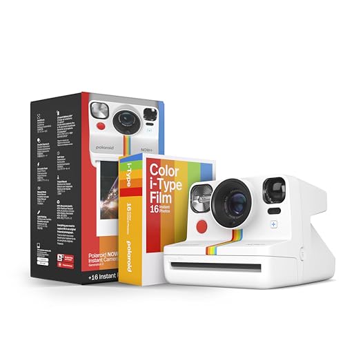 Polaroid Now+ Generation 2 – Fotocamera + Film Bundle (16 Foto Incluse) – Bianco – Fotocamera A Pellicola Istantanea Controllata Da App Bluetooth – 64