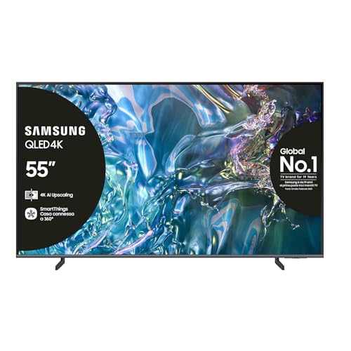 Samsung Tv Qe55Q64Dauxzt Qled 4K, Smart Tv 55" Quantum Processor Lite 4K, Airslim, Dvbt-2, Q-Symphony & Ots Lite, Integrato Con Alexa E Bixby, Compati