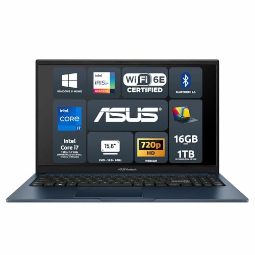 Asus Vivobook 15 F1504Va, 16" Fhd, Intel Core I7-1355U, 16 Gb Ddr5, Intel Iris Xᵉ Graphics, 1 Tb Ssd, Win 11 Home, Wifi 6E,Bt 5.3