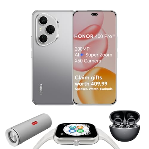 Honor 400 Pro Fotocamera 200 Mp, Display Amoled 6.7 Pollici, 5300Mah, Qualcomm Snapdragon 8 Gen3, Android 15, 12Gb + 512Gb, Lunar Grey